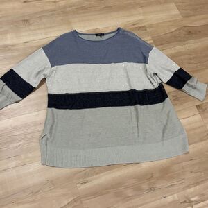 Lafayette 148 Linen Blend Metallic Striped Sweater